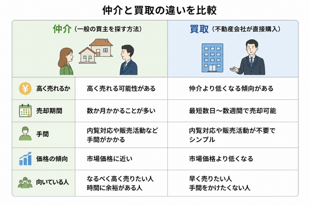 不動産売却の仲介と買取の比較